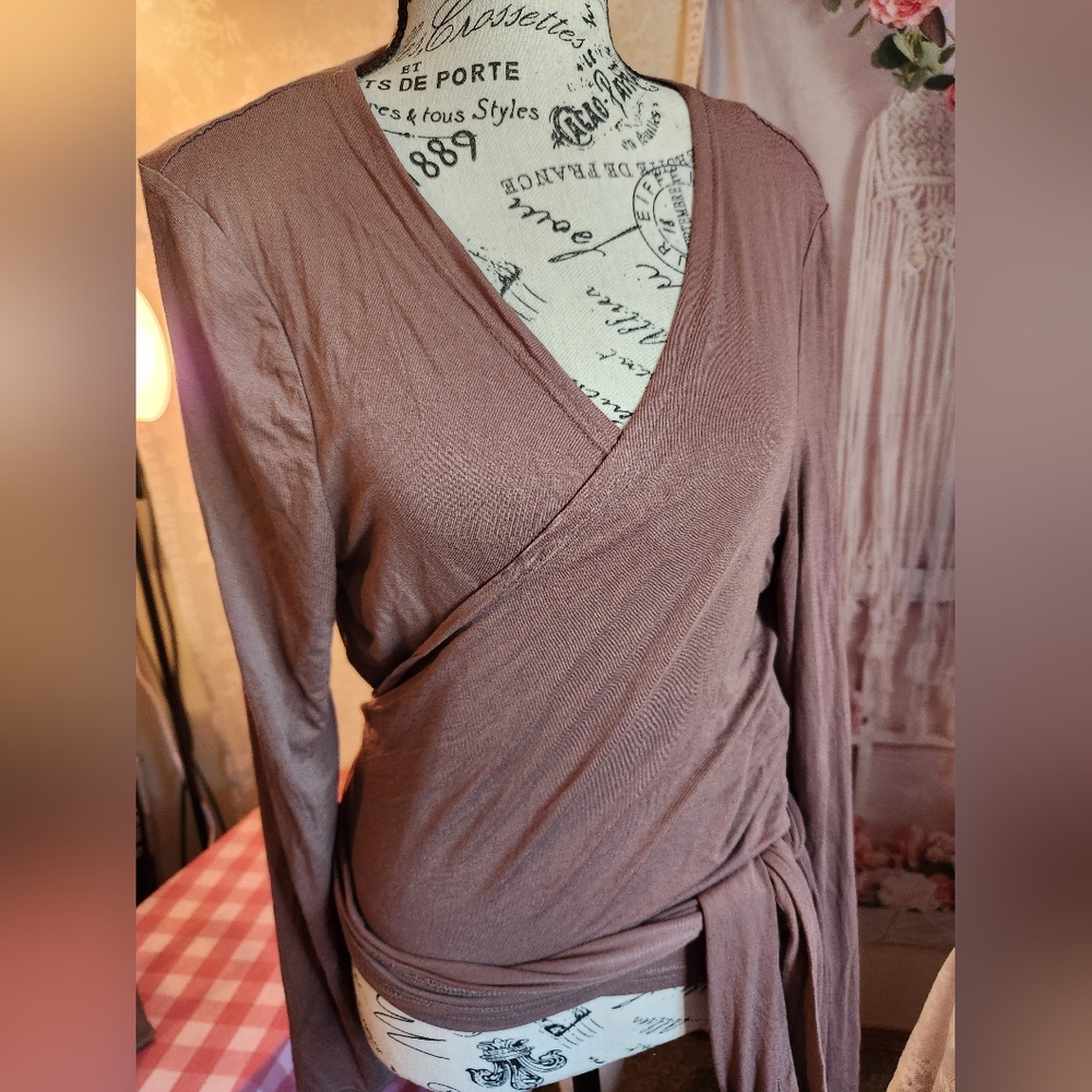 SHEIN Brown Wrap Blouse 2xl